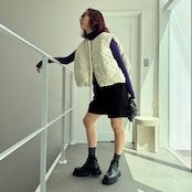 2025くしゅモック指穴knit/パープル