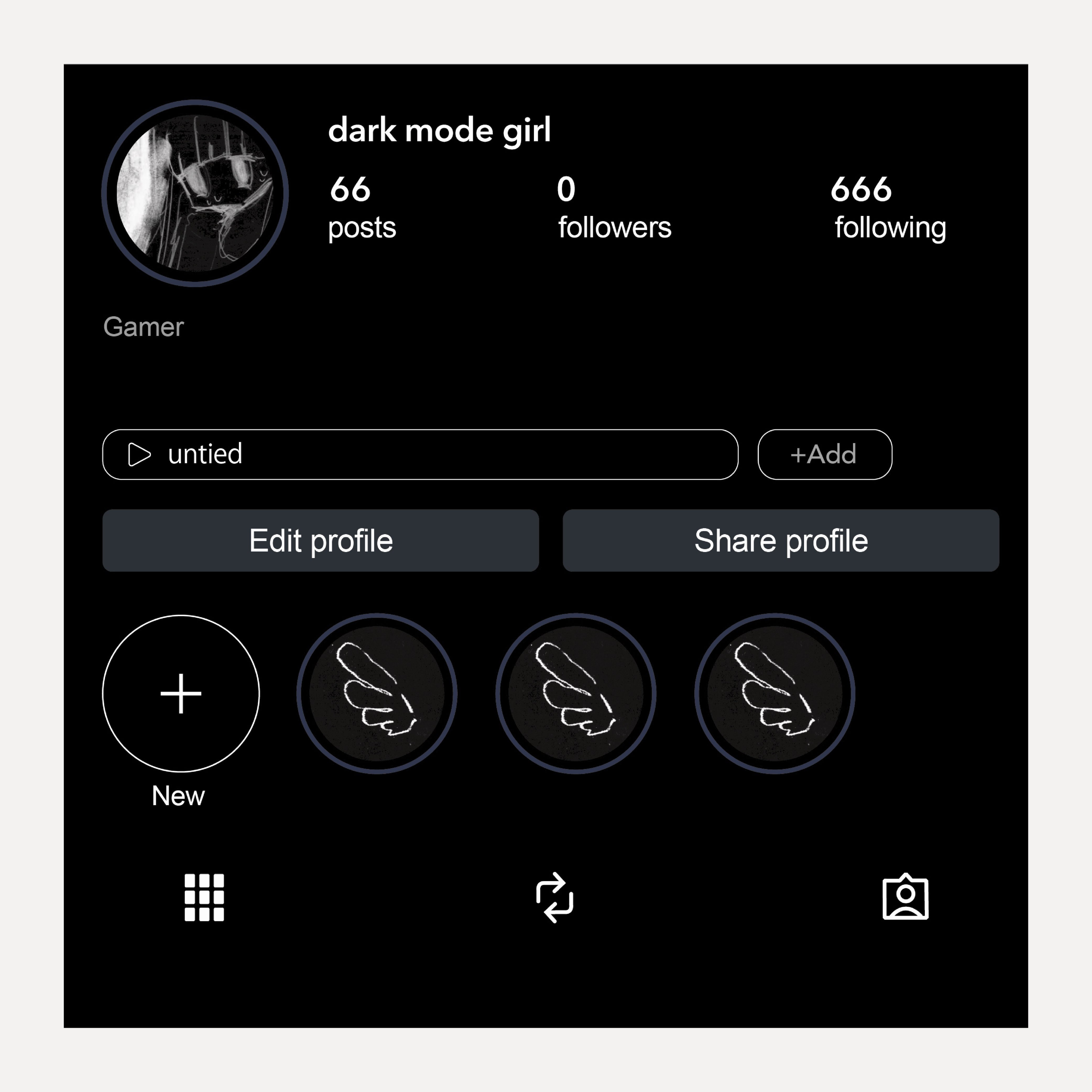icon pack - dark mode girl