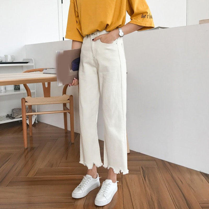 2020年秋冬新作スリムイレギュラーハイウエストルーズドレープカジュアルワイドレッグパンツデニムストレートレッグパンツレディースパンツ YY-ファッション1821696728