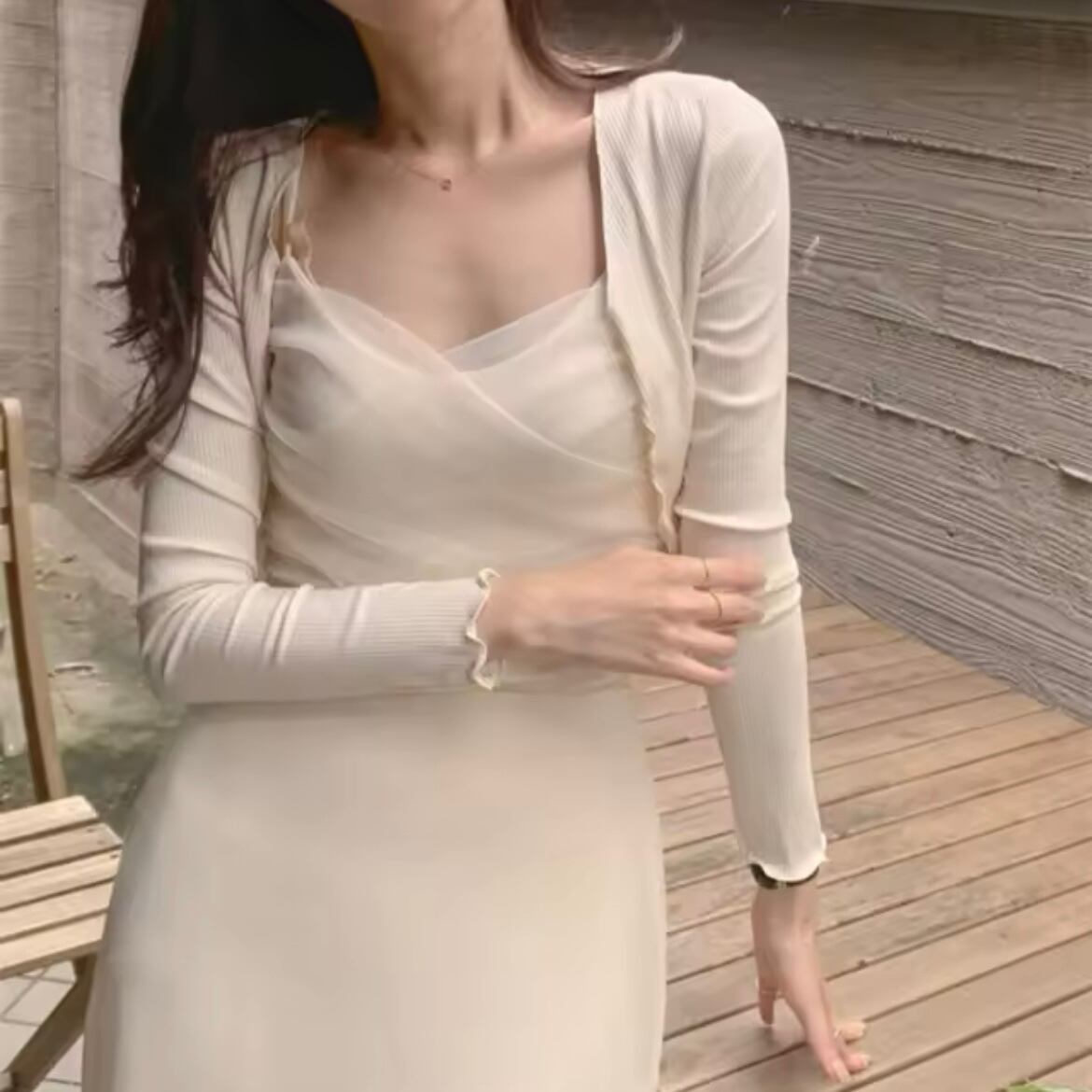 シフォンキャミソール&カーディガンセット