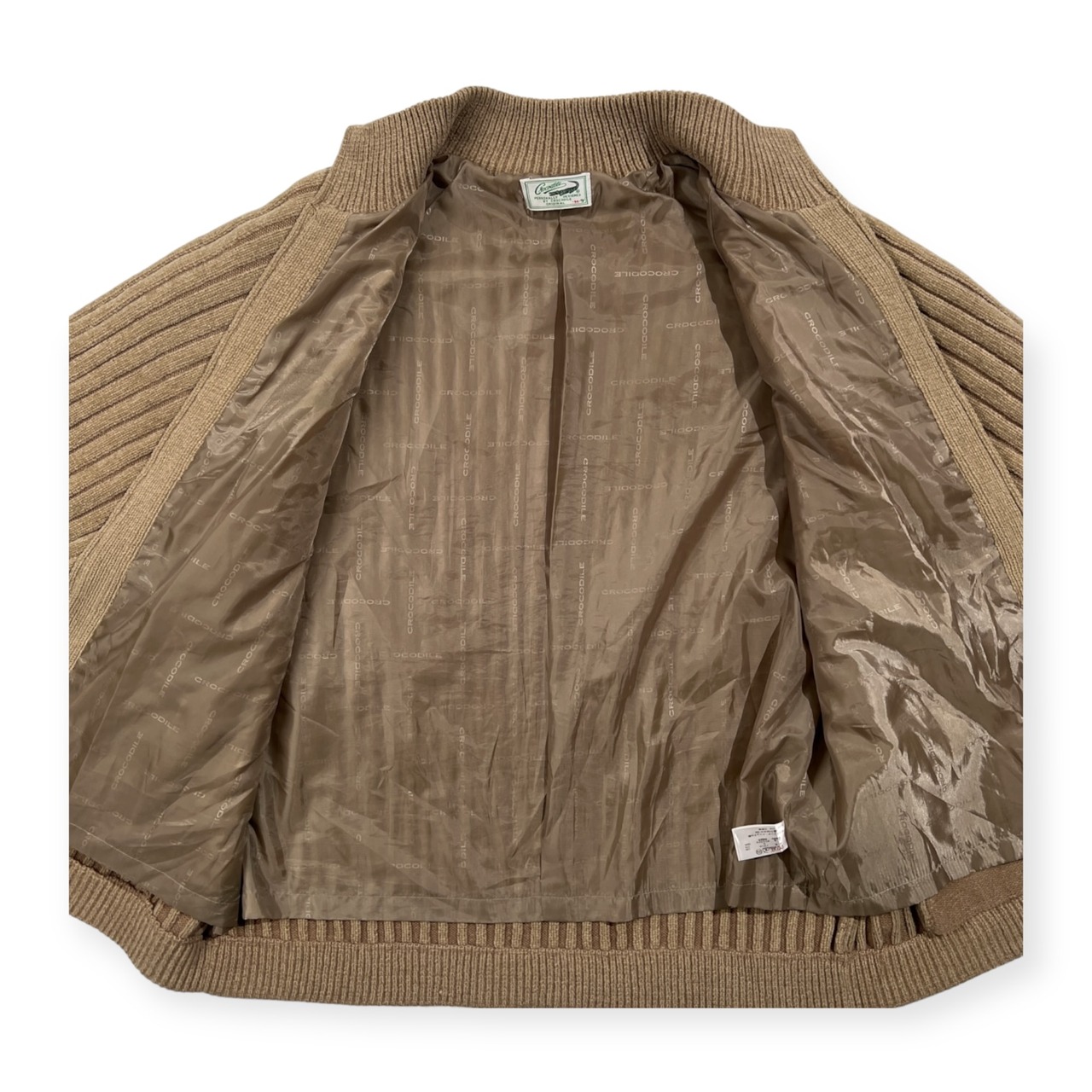 CROCODILE クロコダイル 裏地付き リブ ニット ジャケット ジップアップ サイズ M /メンズ/ベージュ系