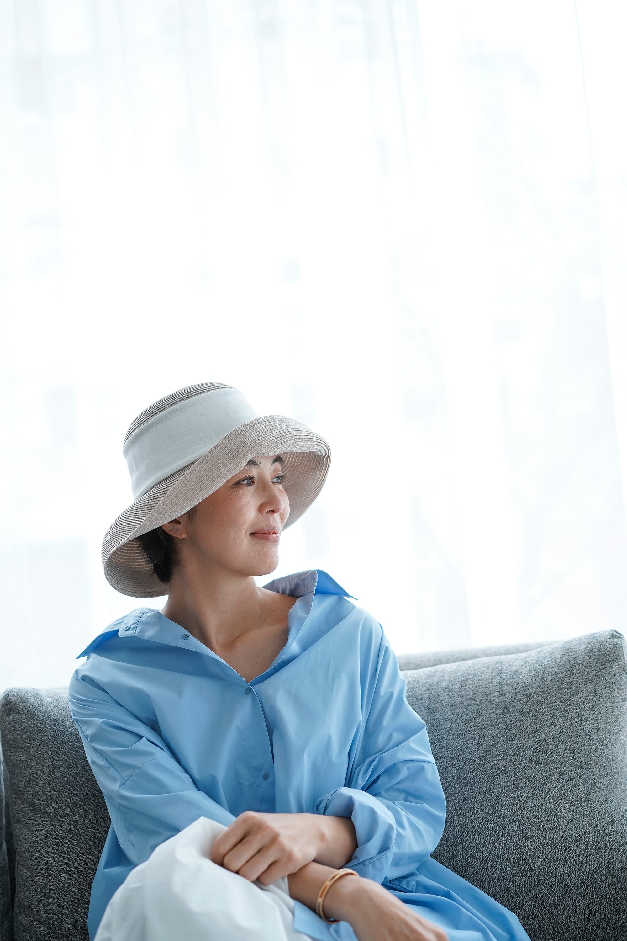丸めて洗える SUMMER HAT オフホワイト×白 | THE9SHOP