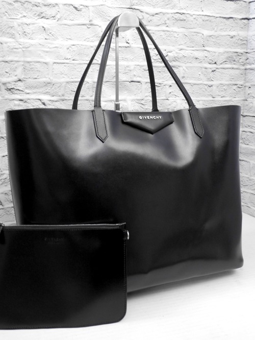美品◆GIVENCHY ジバンシィ ANTIGONA SHOPPING アンティゴナ FLOWER-PRINT アンティゴナ A4対応 レザー トート バッグ 黒◆ ポーチも便利♪