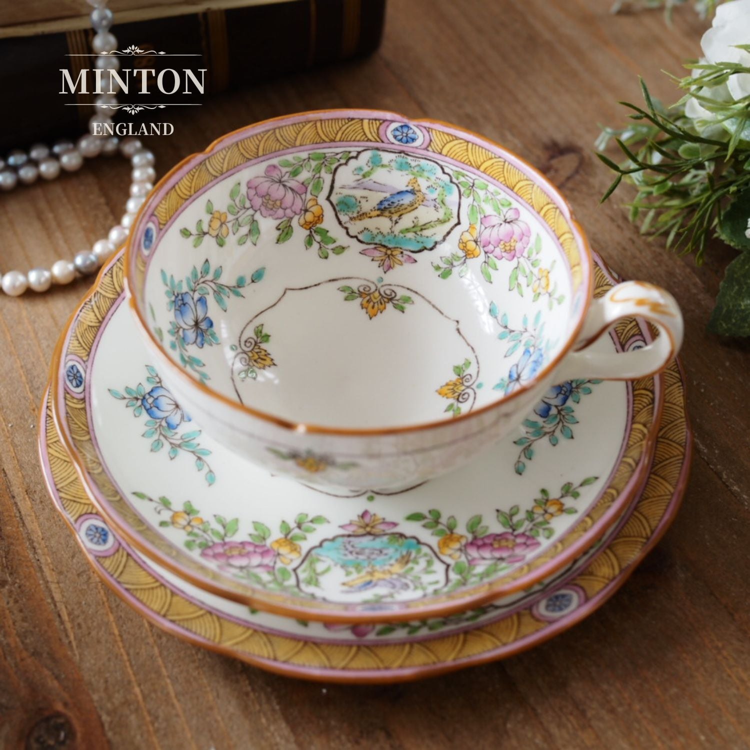 オールドミントン ローズとジュエルガーランド プレート ミントン | antique FEELPORT アンティーク食器の専門店