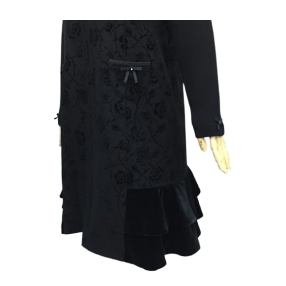 スーパービューティー ワンピース フロッキープリント 裾フリル ベロア