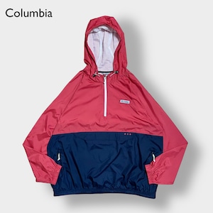 Columbia PFG ハーフジップ プルオーバー アノラックパーカー XL ビッグサイズ ワンポイントロゴ ライトアウター ラグラン アウトドア コロンビア 切替 ツートン US古着