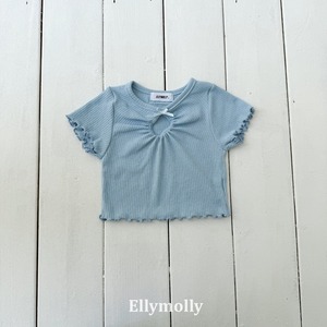 [ELLYMOLLY] Shirred Opening Point Tee / [엘리몰리] 셔링오프닝포인트티