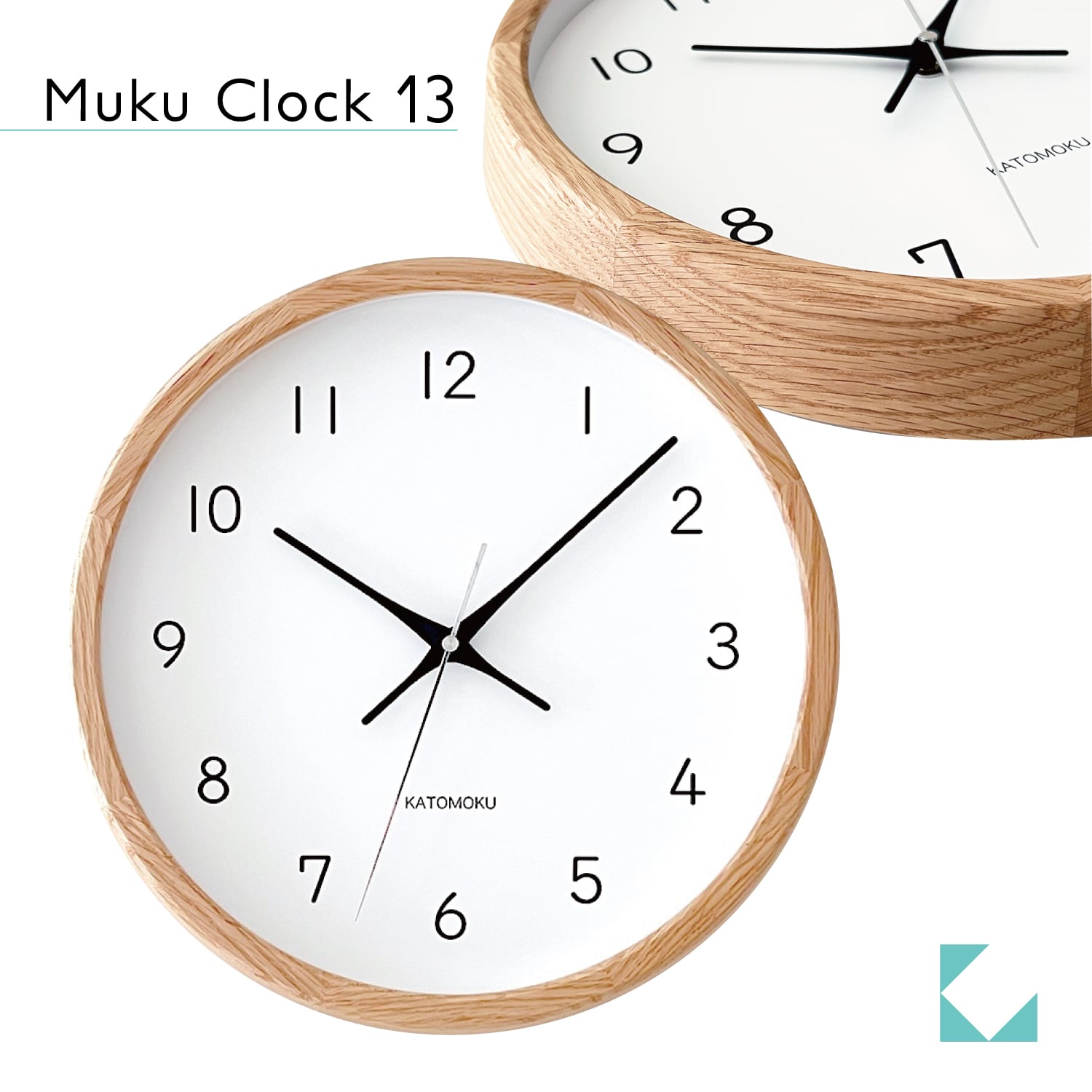 【KATOMOKU】muku clock 13 オーク 電波時計 KATOMOKU muku clock 13 オーク km-104OA 掛け時計 | 加藤木工株式会社