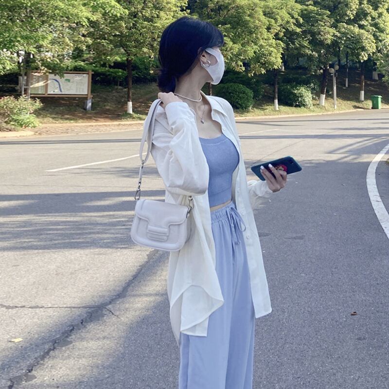 ホワイトシャツ ジャケット 薄手サマースタイルトップス ロング 夏物 試着室27137509888