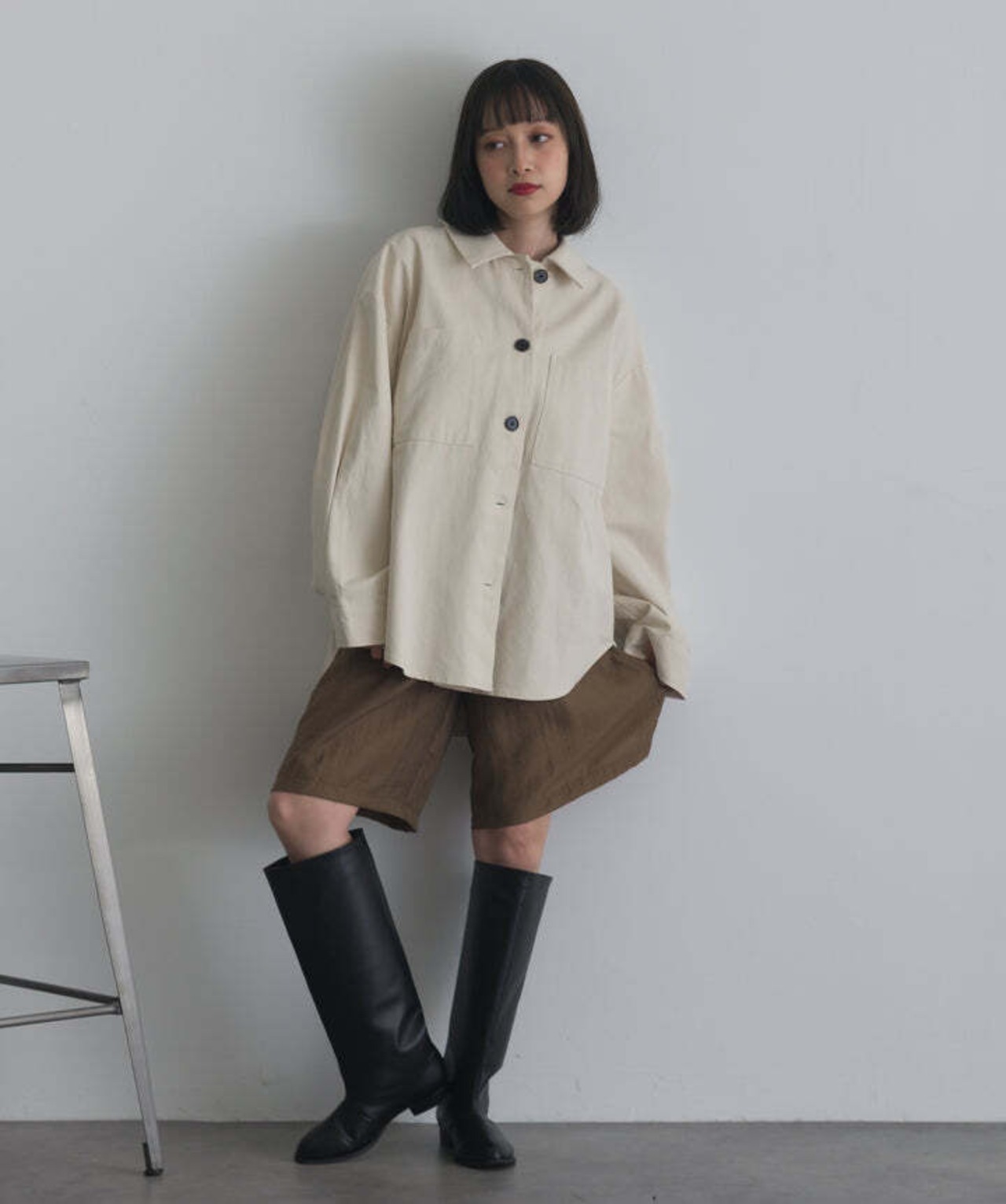 AE1279 ダブルポケットシャツジャケット ivory