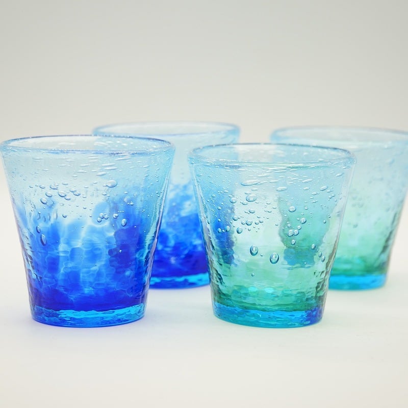 M様オーダー品 波しぶき ショートグラスセット【琉球ガラス工房雫