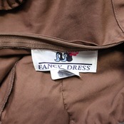 【美品 フラダンス衣装】ブラウン FANCY DRESS ファンシードレス トップス ブラウス 茶 無地 フリル 長袖 ハワイアン かわいい