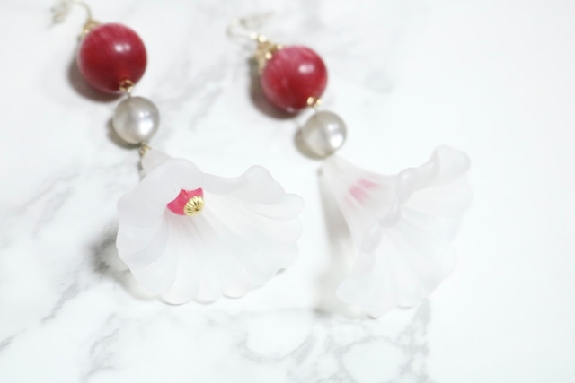 pierce/earring 翻してドレス red x white