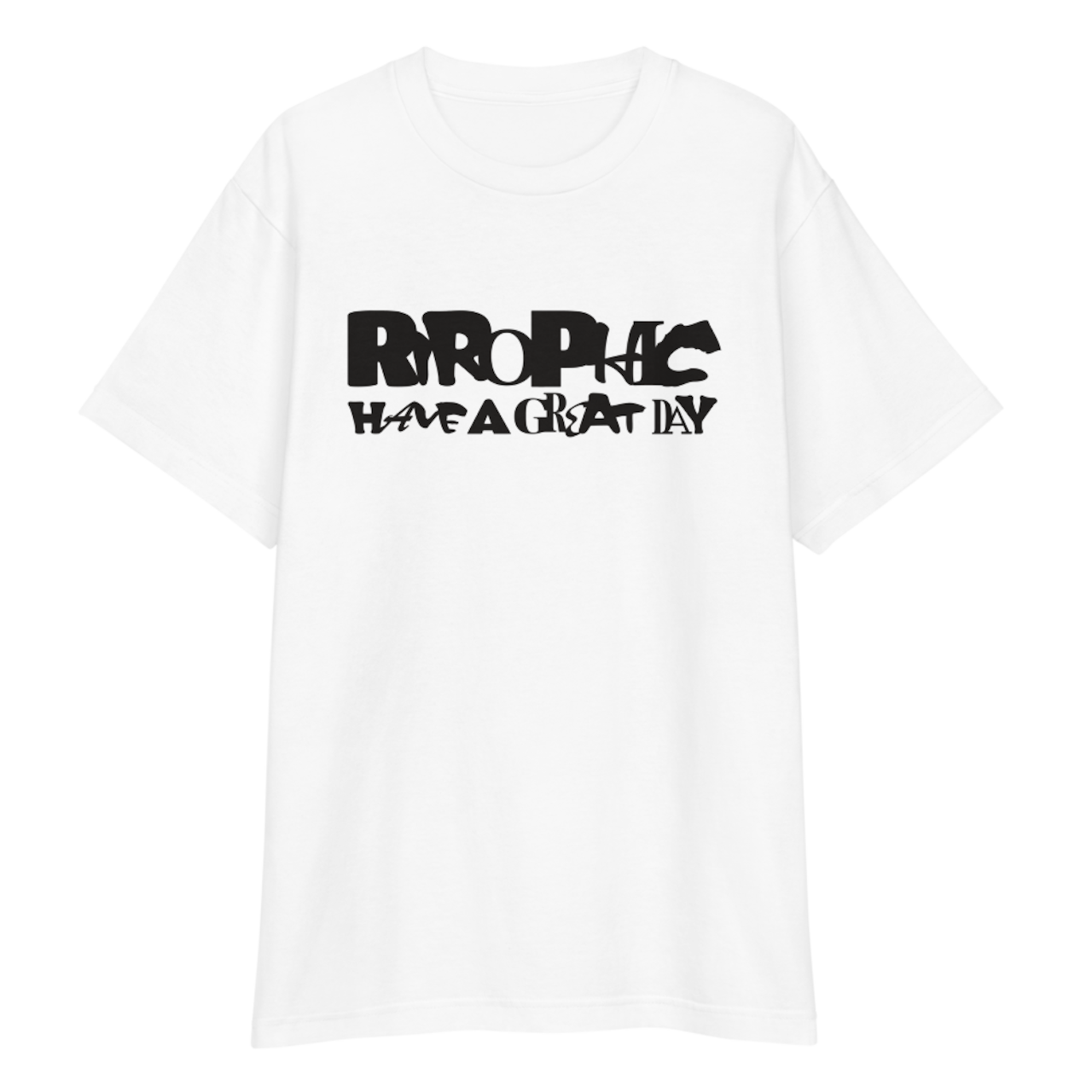 タイポグラフィ rirophic ユニセックス ヘビーウェイト 半袖Tシャツ カラー ホワイト