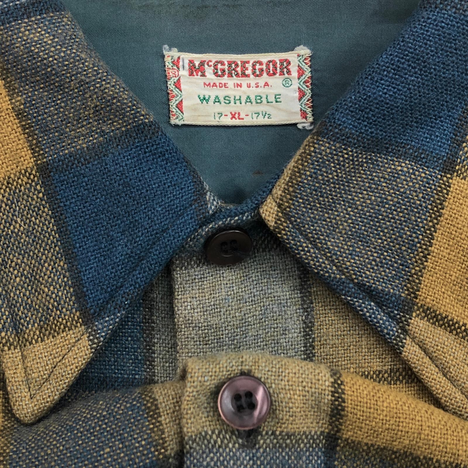 McGREGOR マクレガー 60- 70年代 チェック ウールシャツ XL 表記 タグ