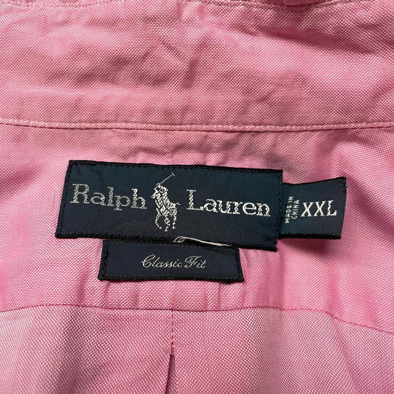 ラルフローレン ワンポイントロゴ刺繍長袖シャツ ピンク ビッグサイズ