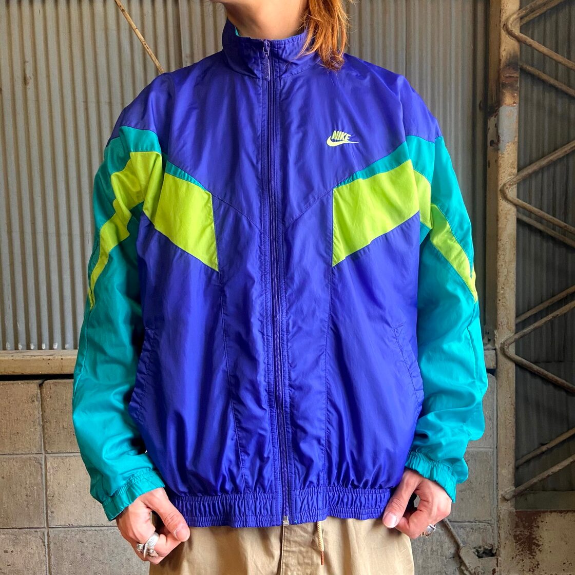 90年代 NIKE ナイキ バックロゴ刺繍 ナイロンジャケット メンズL相当  