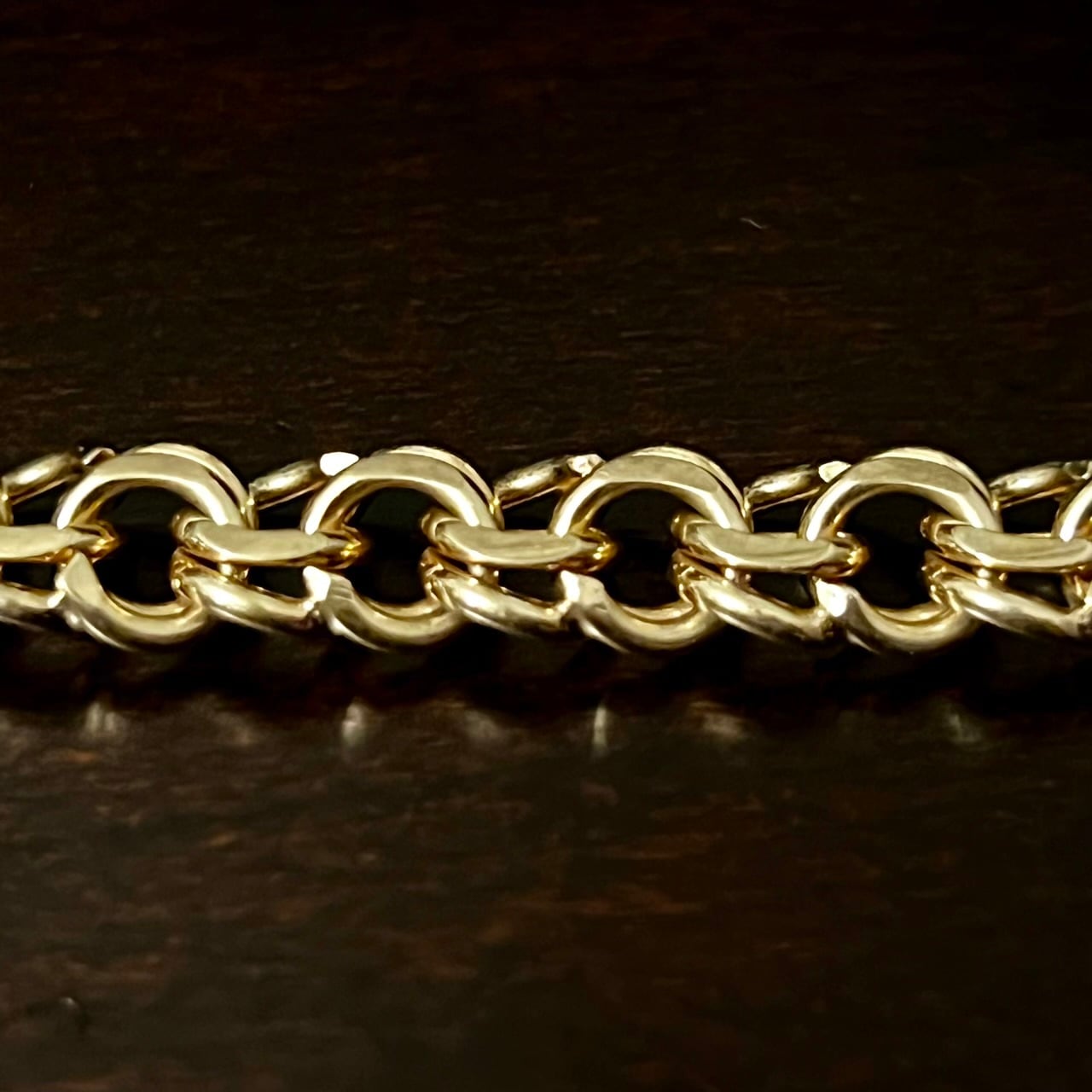 VINTAGE TIFFANY & CO. 14K Gold Double Ring Curb Chain Bracelet
