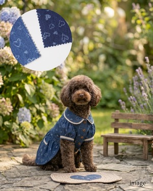 （即納) heart denim handwritten　韓国生地