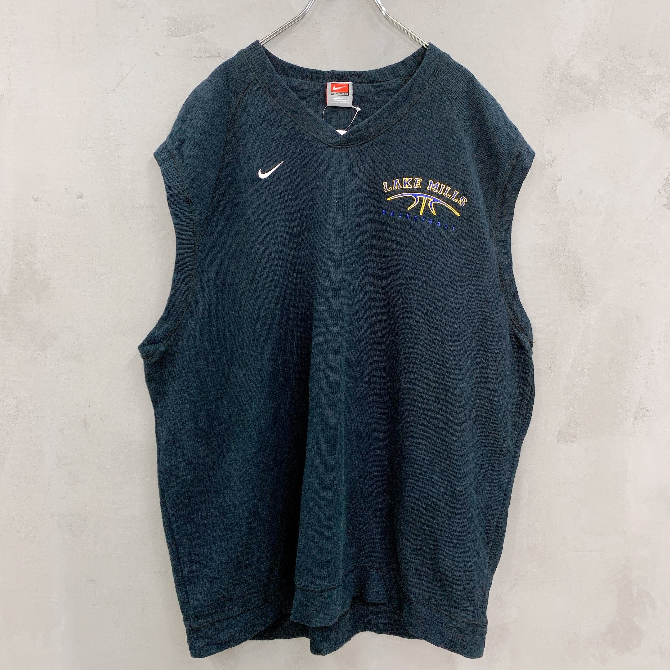 NIKE ナイキ ニットベスト 刺繍ロゴ XL ブラック | 古着屋 BUP