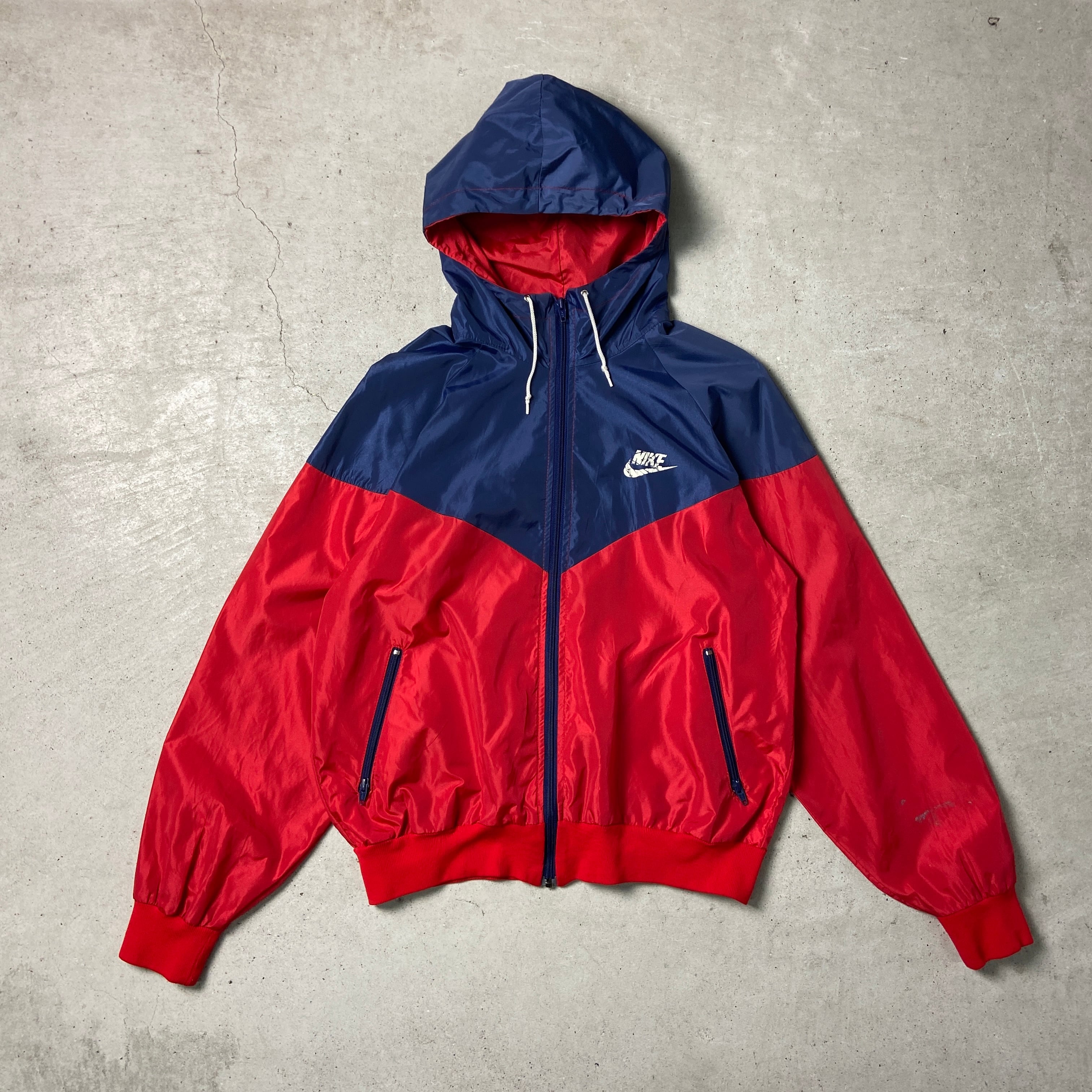 80年代 NIKE ナイキ ナイロンパーカー 紺タグ フルジップ メンズM相当  