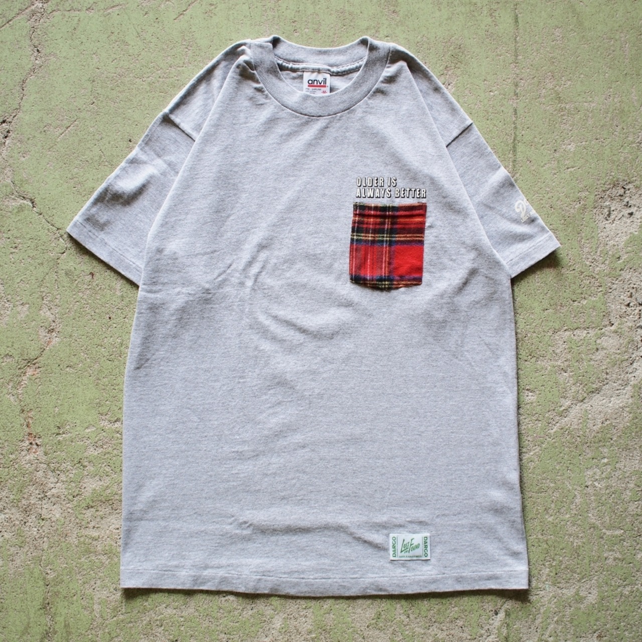 【LOST AND FOUND】"Bean Check" Remake Pocket T-shirt (Heather Grey)