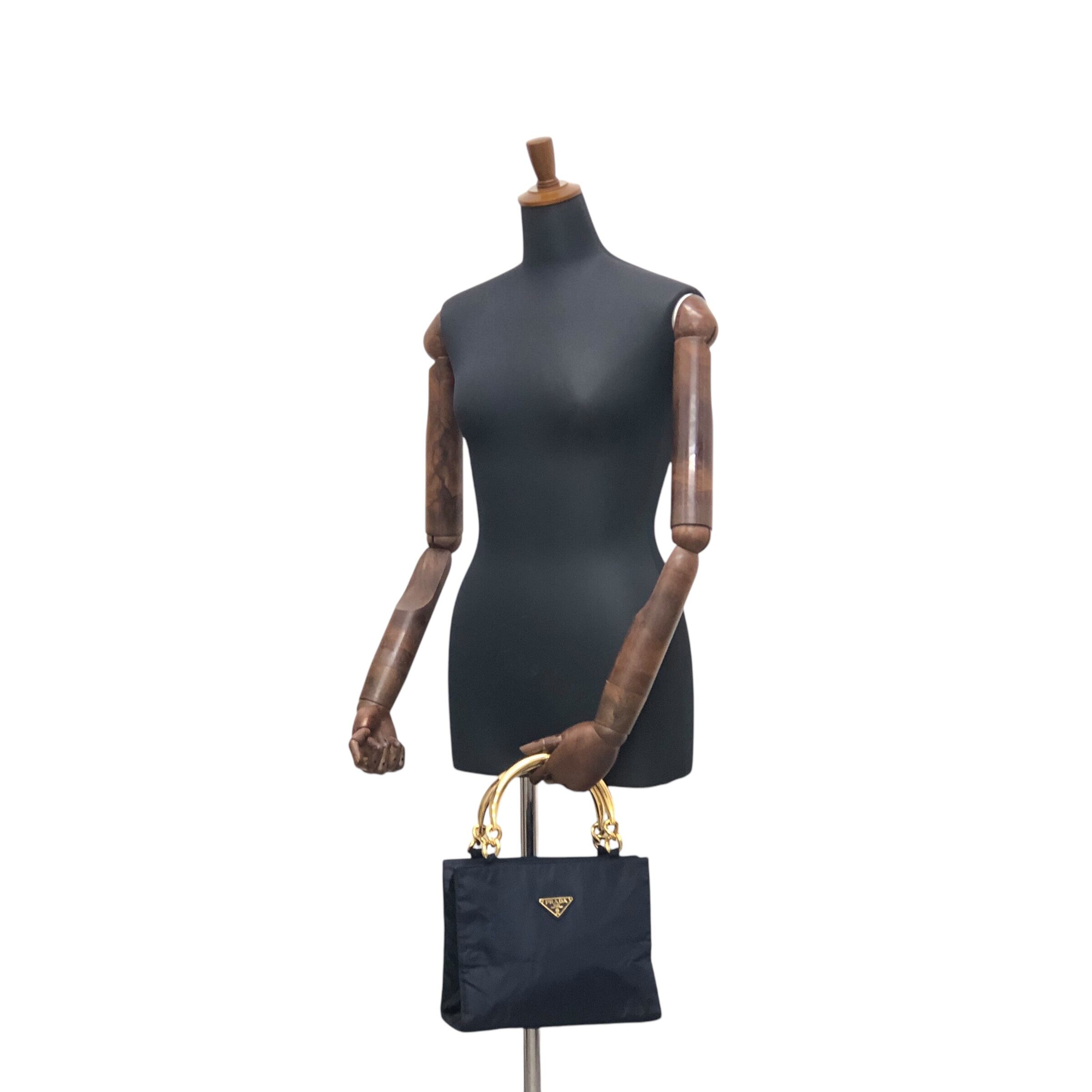 PRADA プラダ ハンドバッグ ネイビー トライアングルロゴ ナイロン
