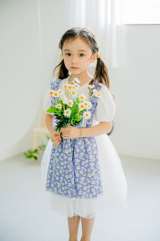 ラスト1 blue5【即納】<PUDDING> Apron one-piece