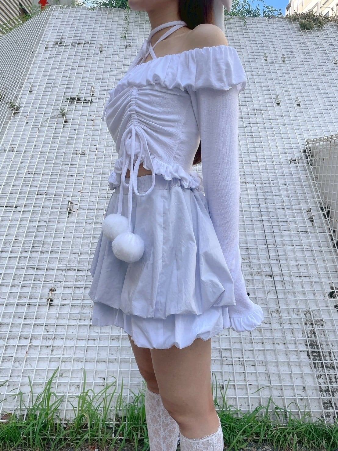lillilly オフショルトップス ぽんぽんオフショルトップス | lilLilly official webstore