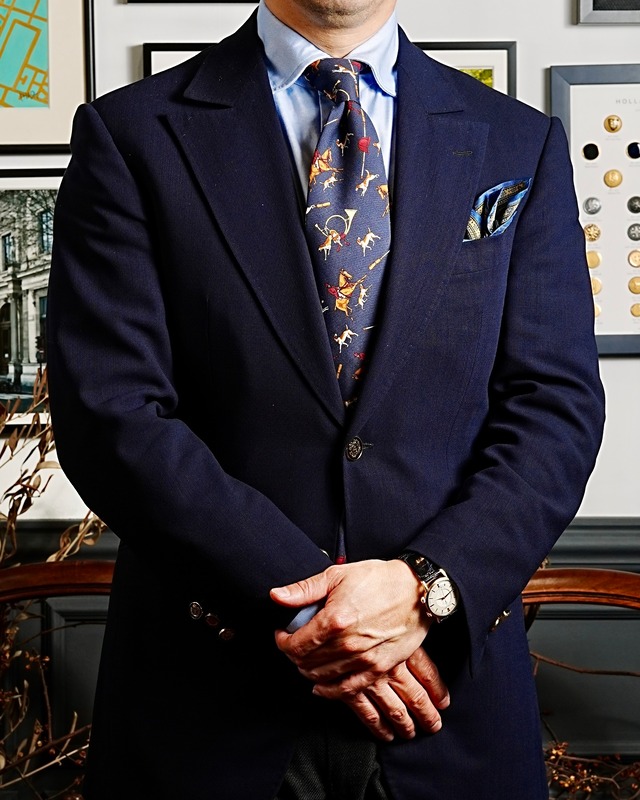 Printed tie knight motif NAVY