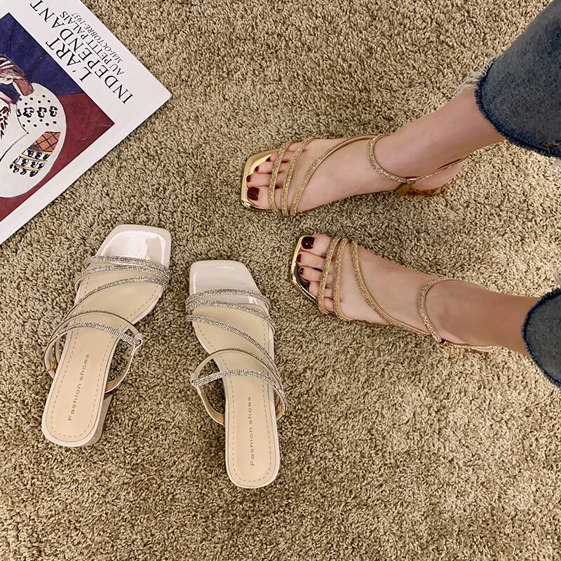 レッドサンダルスタイルサマーラインストーン 靴 シューズ 夏物 スクウェア 部族の婦人靴88665527714