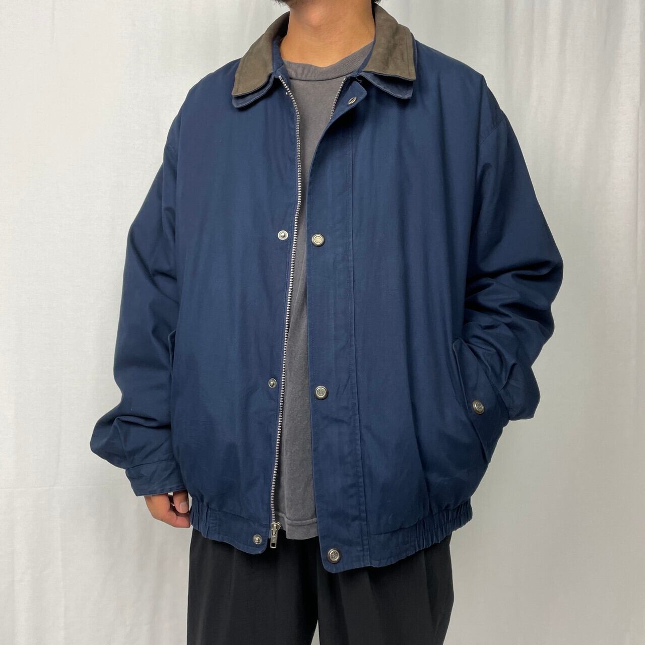 90年代 LONDON FOG ロンドンフォグ 襟レザー コットンブルゾン 