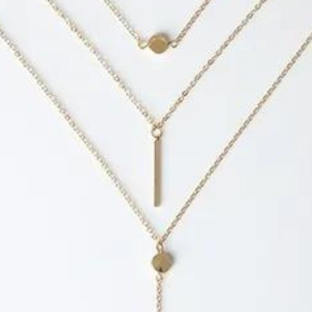 ネックレス 3連ネックレス チェーン ゴールド シルバー エレガント