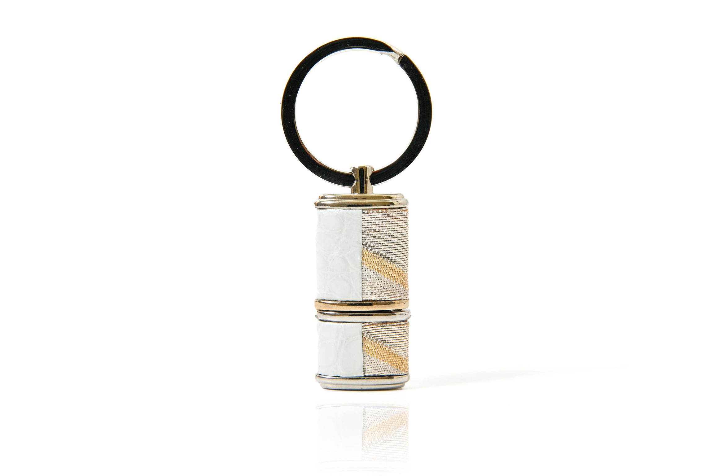 JRxSJUSBキーホルダー/古代金錦レプリカ/"毘沙門亀甲"/白金-白/JUSBPL-KKRE-M60-C19si-11