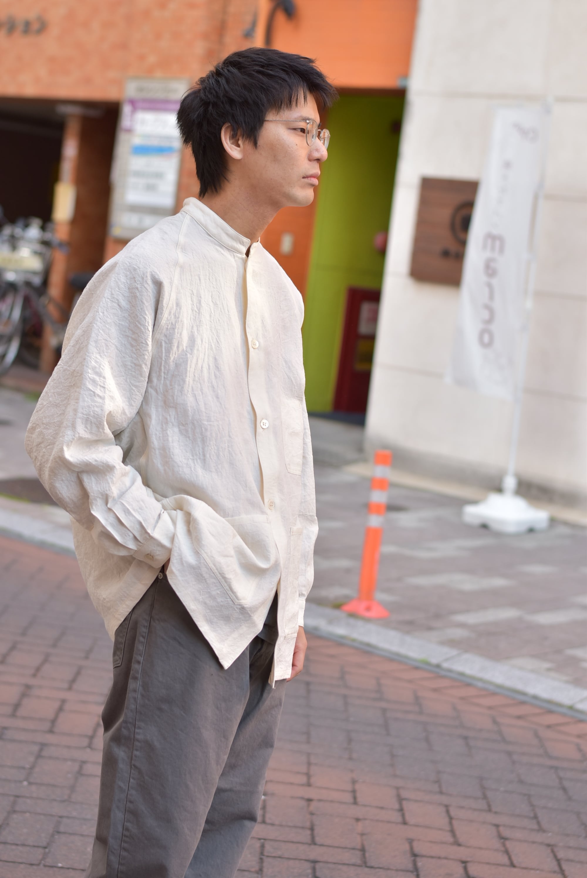 HAVERSACK】高密度リネンポプリン スタンドカラーシャツアウター