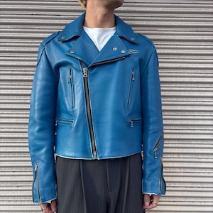 Lewis Leathers STAR LIGHTNING AVIAKIT 英国製 ブルー レザー ダブル ライダースジャケット 38 ヴィンテージ ルイスレザー ロンジャン 青