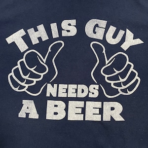 【DELTA】NEEDS A BEER ロゴ プリント Tシャツ ビール 2XL ビッグシルエットネイビー デルタ 半袖 夏物 us古着