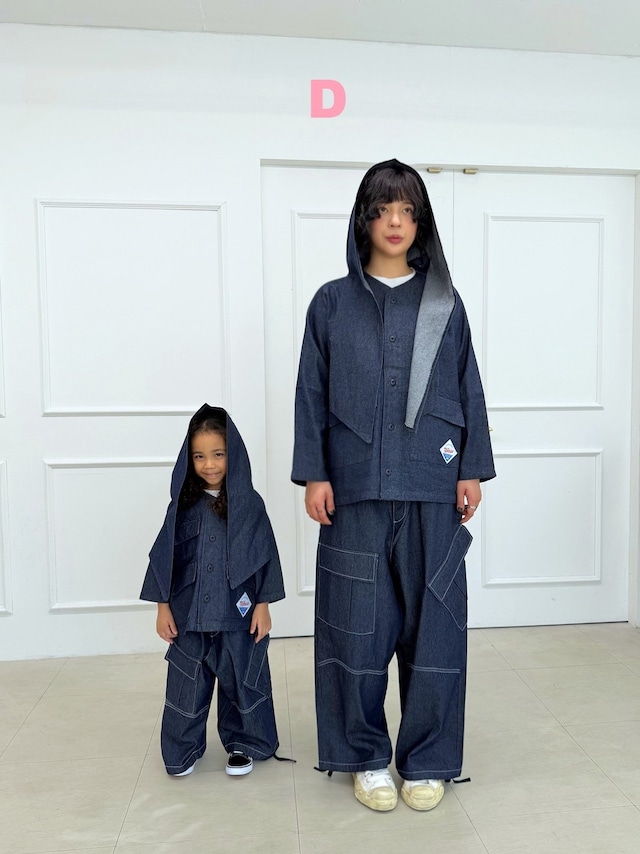【取寄】dress monster|2way hood muffler jacket (indigo) (mom)|2WAYフードマフラージャケット(インディゴ)(ママ)|FREE|mom|26 autumn