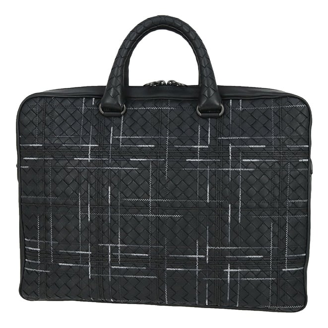 Used BOTTEGA VENETA ボッテガヴェネタ イントレチャート ブリーフケース B06689196V ブラック A4収納 ビジネスバッグ 美品