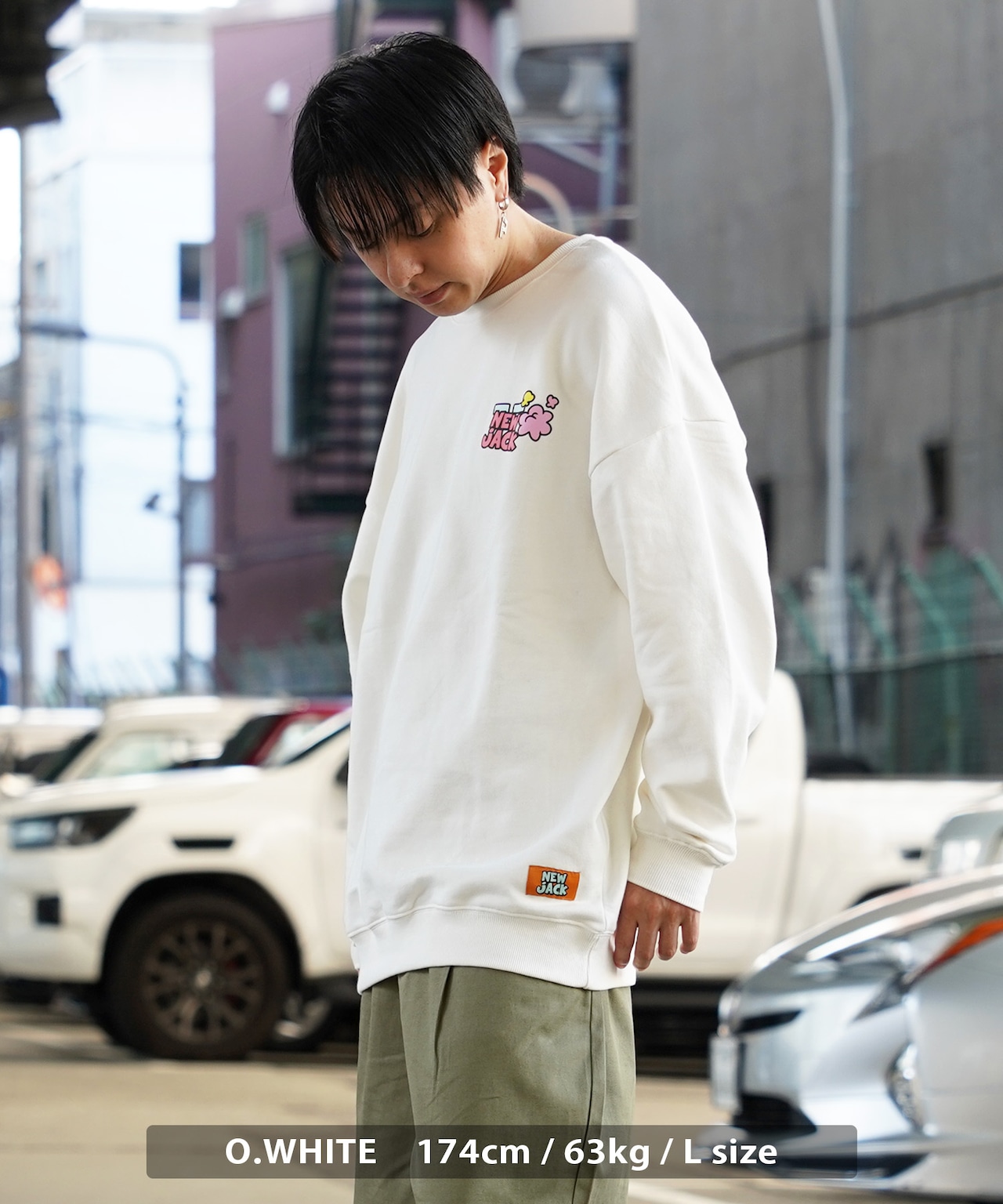 ◆NEW JACK スプレーロゴ イラスト トレーナー◆gt-6122-432jn