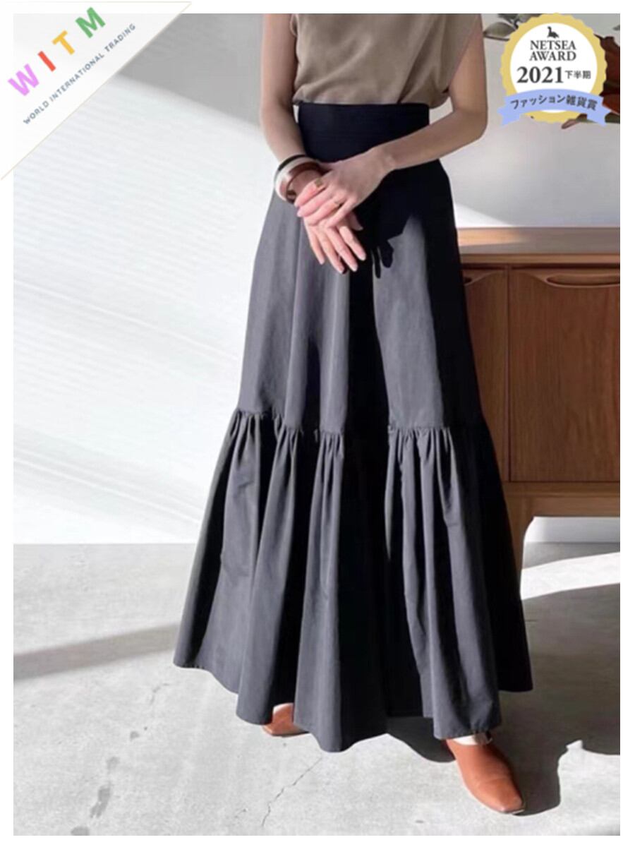 2022春新作 フレアスカート ロングスカート スカート ハイウェスト 体型カバー ゆったり レディース