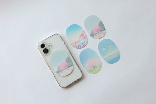 桜の景色を描いた、ステッカー