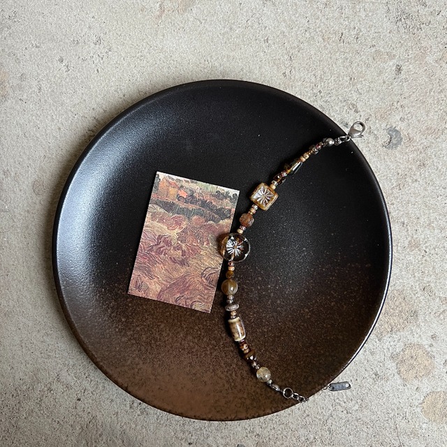 Neon一枚の葉レトロなビーズブレスレット