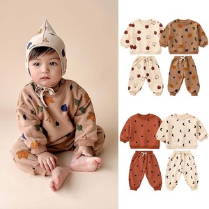 【BABY&KID】秋新作アップル柄ORカエデ葉柄OR月柄トップス＆リボンロングパンツ