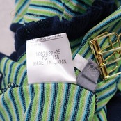 レディース トクコプルミエヴォル TOKUKO 1er VOL トップス ブラウス グリーン系 ノースリーブ 袖なし ボーダー フリル 緑 青 紺 伸縮 ストレッチ カジュアル かわいい 爽やか 日本製 レディースファッション ネイビー系 ブルー系