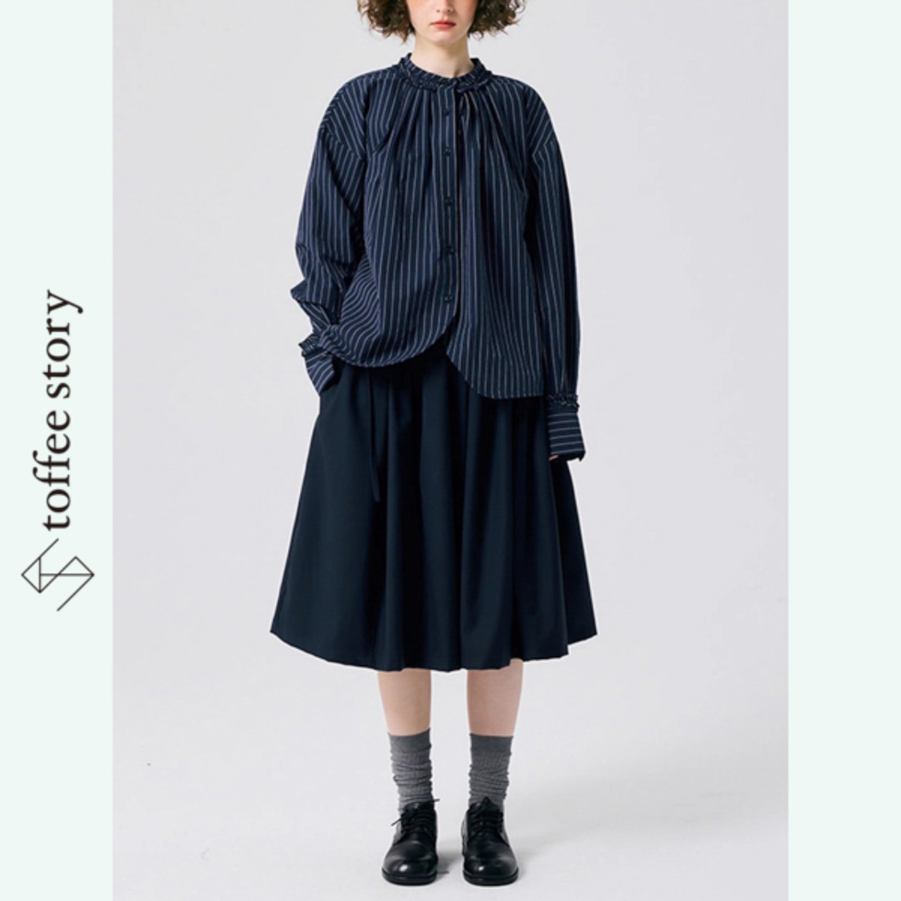 【2color】風を結ぶリボンと揺れるギャザースカート 《P0274》