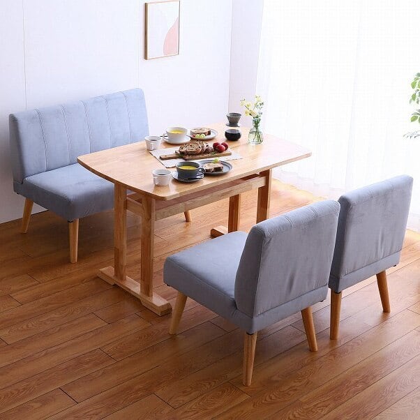 ダイニングテーブル+1人掛けソファ2脚+2人掛けソファ1脚 4点セット ダイニングセット