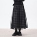 チュールドッキングチェック柄スカート a0631