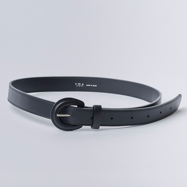 LEATHER BUCKLE BELT - BLACK