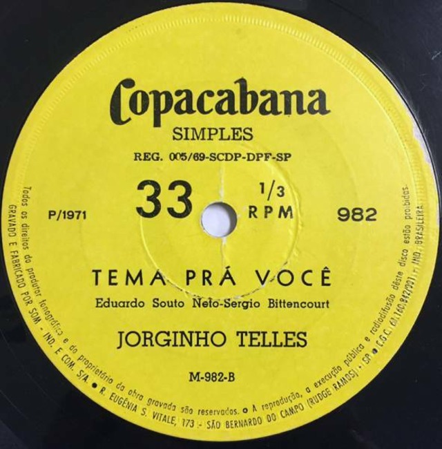 Jorginho Telles『O Cafona / Tema Pra Voce -7inch-』